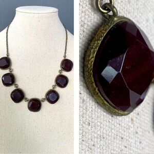 Gerard Yosca Vintage Chunky Statement Necklace Antique Gold Handmade Brown Glam